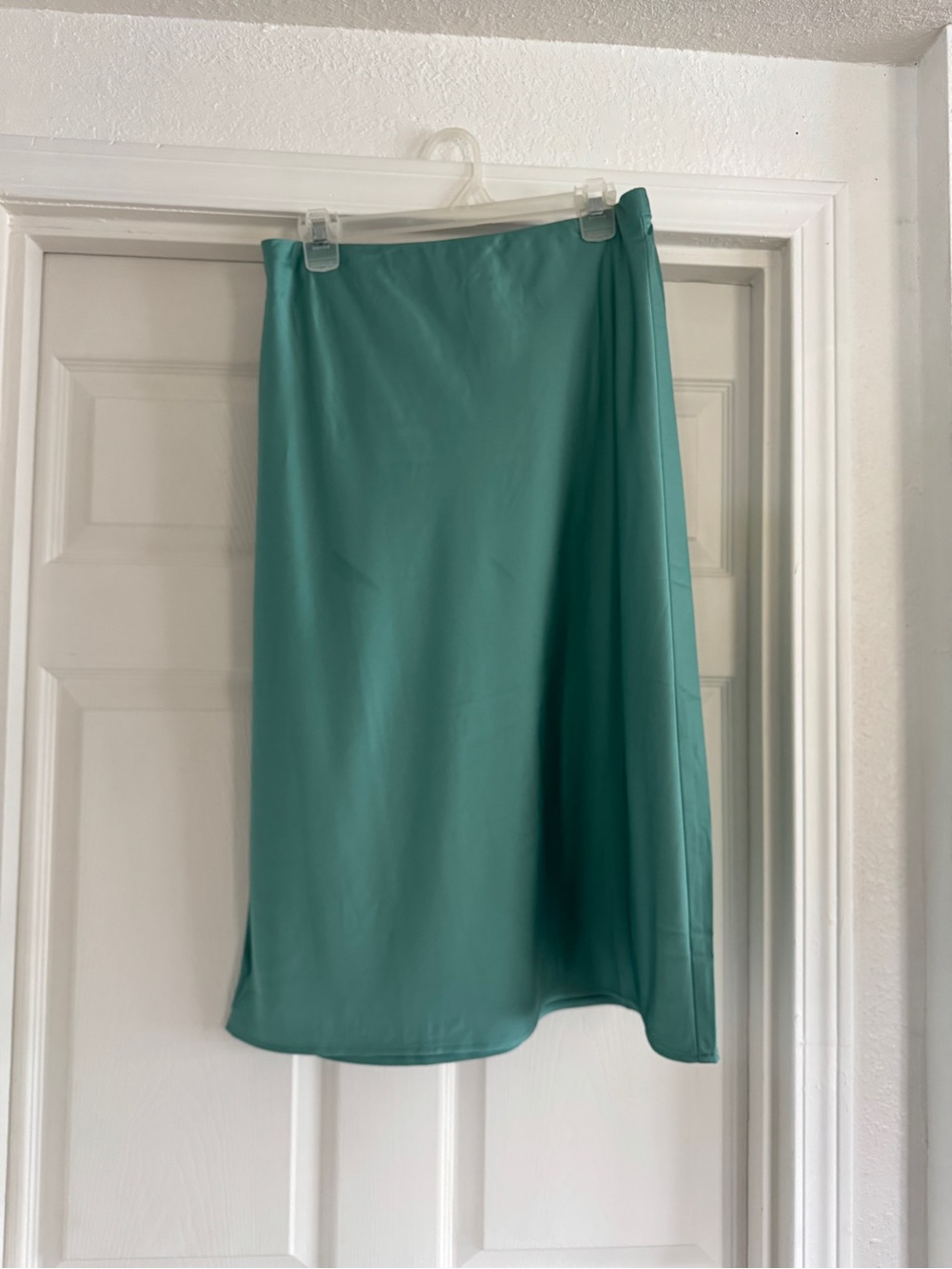 J. Crew Teal Satin Midi Skirt, Size Medium